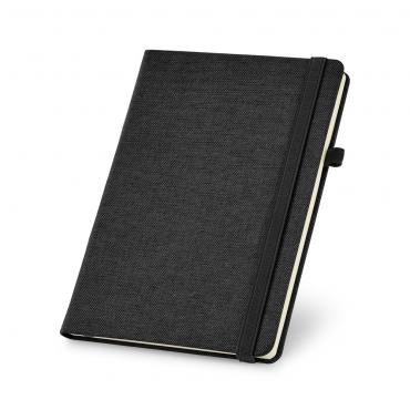 Caderno capa dura. Algodão canvas sintético.