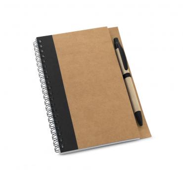 Caderno. Papel kraft. Capa dura. Com 60 folhas não pautadas de papel reciclado.