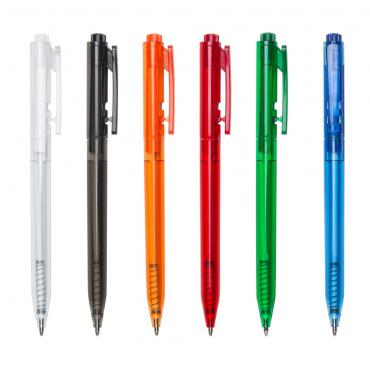 Caneta plástica translúcida inteira colorida 14