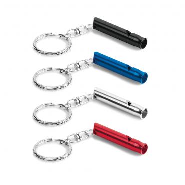 Chaveiro. Metal. Com apito. ø7 x 45 mm