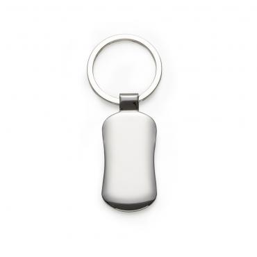 Chaveiro metal retangular com bordar arredondadas.