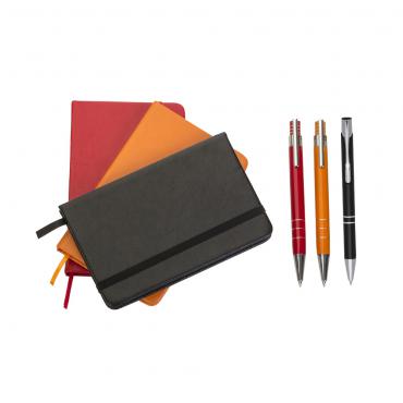 Conjunto Caneta e Caderneta tipo Moleskine