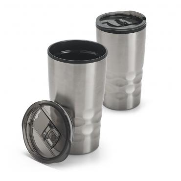 Copo de viagem. Aço inox e PP. Com corpo duplo.