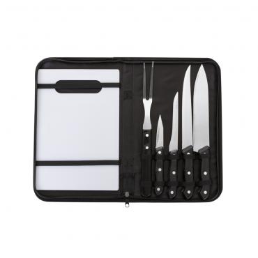 Kit churrasco 5 peças com tábua plástica