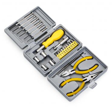 Kit ferramenta 25 peças em estojo plástico resistente texturizado