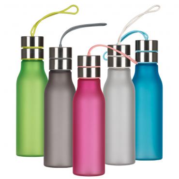 Squeeze plástico fosco de 600ml com tampa de peneira. 